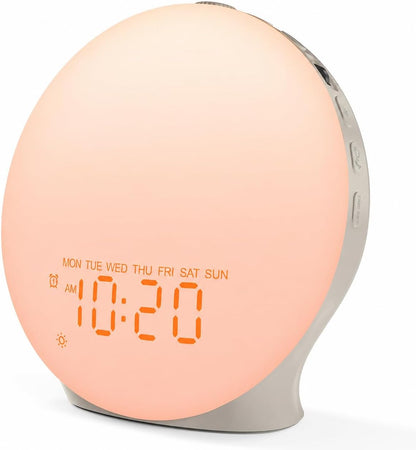 JALL Sleep Sound Machine Sunrise Alarm Clock with 25 White Noise Nature Sounds, Wake Up Light for Bedrooms, Bluetooth Speaker, 8-Hour Sleep Timer, 17 Color Dimmable Lights