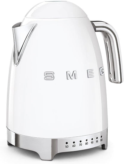SMEG Variable Temperature Electric Kettle 1.7L (7 Cup), Stainless Steel Tea & Coffee Kettle, Fast Boil, Adjustable Temp 122°F–212°F, Keep Warm, Auto Shut-Off, 360° Base, Retro Style-Black