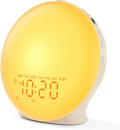 JALL Sunrise Alarm Clock White Noise Machine with 25 Nature Sleep Sounds, Fully Dimmable Clock for Bedrooms, Heavy Sleepers, 17 Light Modes, Bluetooth Speaker