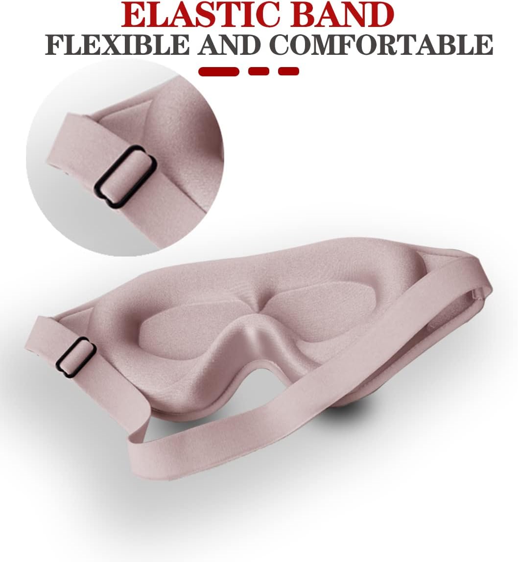Sleep Mask, 3D Deep Contoured Eye Covers for Sleeping, 99% Block Out Light Eye Mask,Zero Pressure Cup Blindfold for Men Women, with Adjustable Strap for Sleeping, Yoga, Traveling (Pink)