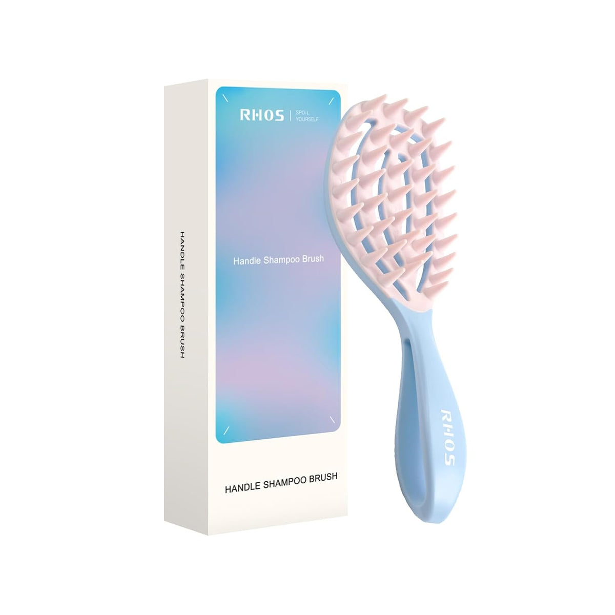 RHOS Scalp Massager Shampoo Brush, Scalp Brush with Handle (Blue)