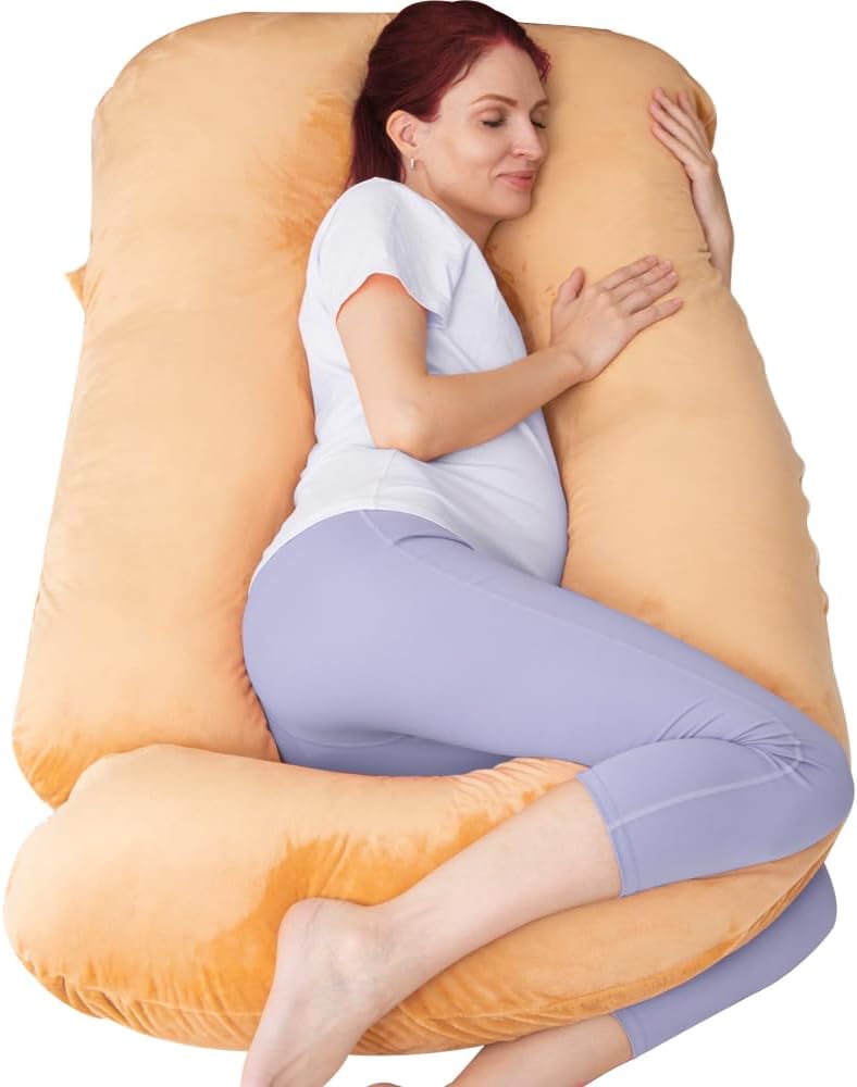 60 Inch Pregnancy Pillow for Sleeping, Extra Large U Shaped Body Pillow, Maternity Pillow for Pregnant Women with Velvet Cover (Dark Grey)
