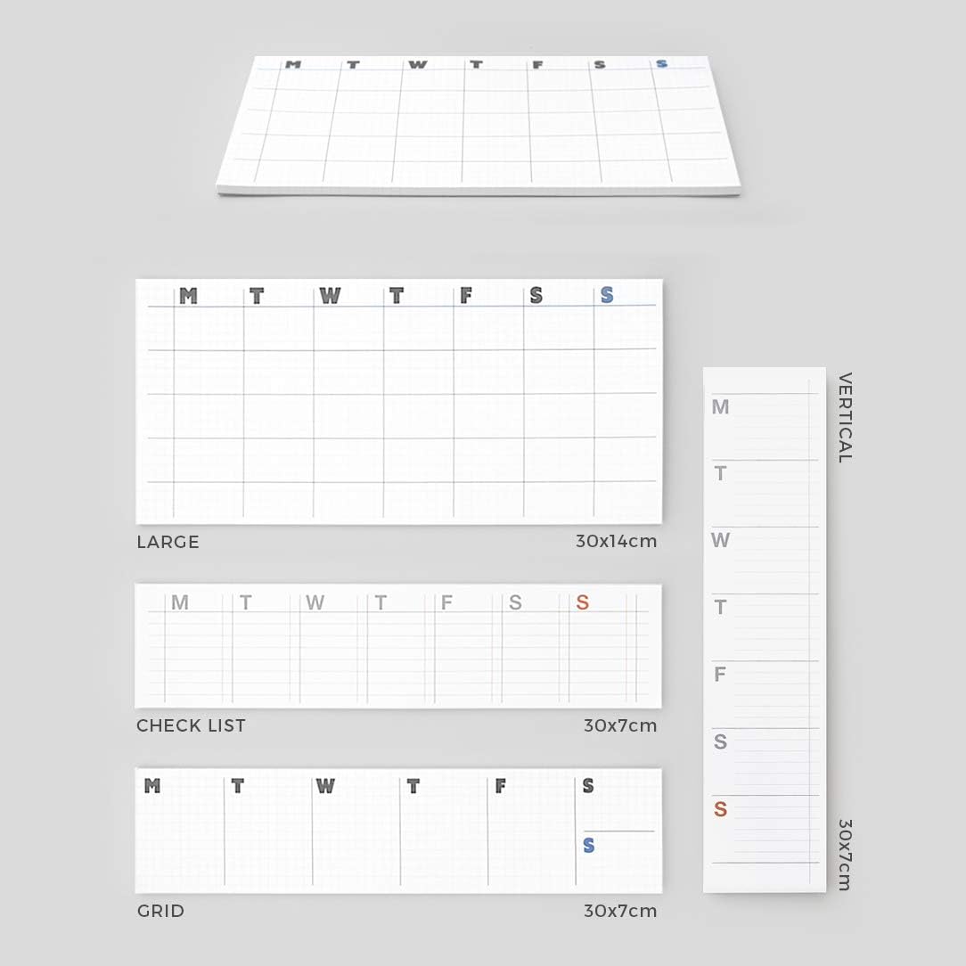 JSTORY Sticky Planner Adhesive Paper Note Columnar Scheduler Organizer to-do One Size Weekly White