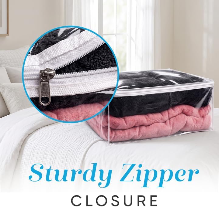 Handy Laundry Comforter Storage Bag – Large 90L Clear Zippered Organizer for Blankets, Bedding, Clothes & Pillows, Durable Plastic Storage for Closet, Moving, Under Bed – Dust & Moisture Protection