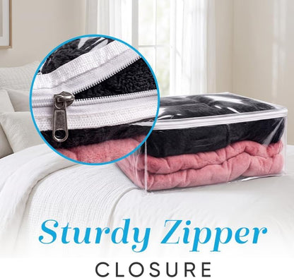 Handy Laundry Comforter Storage Bag – Large 90L Clear Zippered Organizer for Blankets, Bedding, Clothes & Pillows, Durable Plastic Storage for Closet, Moving, Under Bed – Dust & Moisture Protection