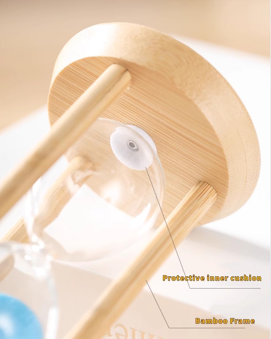 Mini Wooden Sand Timers,100% Bamboo Hourglass Sand Timers 1Min Sandglass Timer for Toothbrush Timer Games Classroom Home Office Cooking(Blue+1Min)