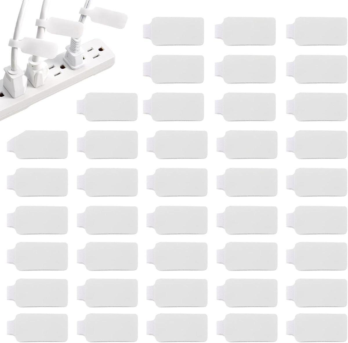 40Pack Cable Labels, Writable White Cord Labels
