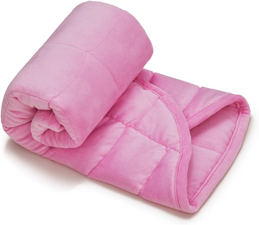 TONGDADA Weighted Lap Blanket 7lbs for Adult,Perfect for Relaxation, Lounging, Napping, Sleeping & Travel,Luxury Minky Weighted Body Blanket,Weighted Throw Blanket-Dark Grey Minky Dot, 29" x 24"