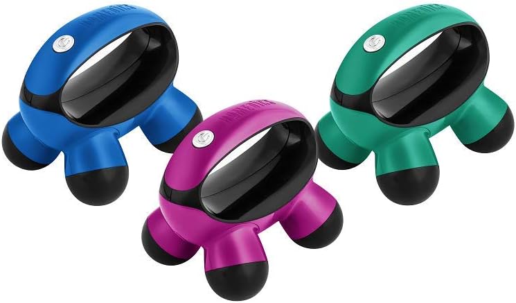 HoMedics, Quatro Mini Hand-Held Massager with Hand Grip, Battery Operated Vibration Massage, 4 Massage Nodes, Powered by 2 AAA Batteries (Included), Assorted Colors