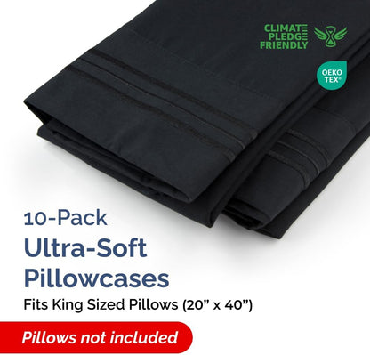 Standard Pillow Cases Set of 10 - Ultra Soft Hotel Quality Pillowcase Covers - Comfy, Cozy & Wrinkle Free - Shrink, Stain and Fade Resistant - Machine Washable Pillow Protectors - 10 Pcs Set - White - Colors B