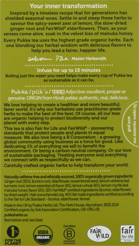 Pukka, Tea Lemon Ginger Manuka Honey Organic, 20 Count
