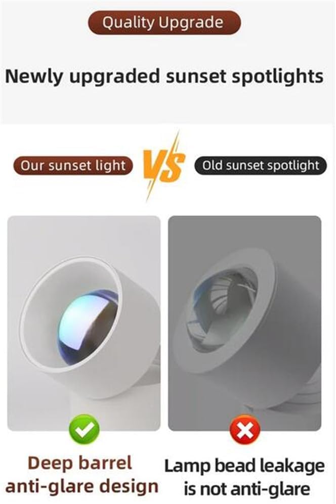 3-Pack Sunset Spotlight Led Down Lamp Interior Surface Mounted/recessed Ceiling Spot Lighting for Decoration Living Bedroom Hallway (Black)