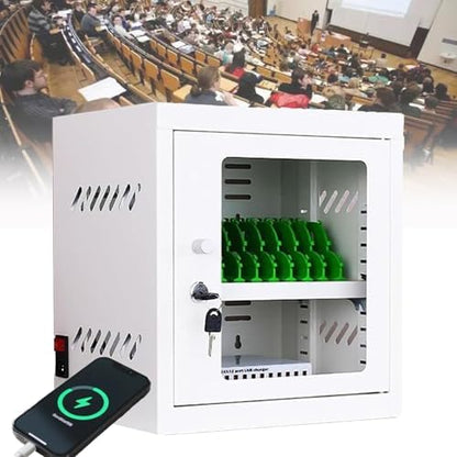 Wall-Mounted Phone Charging Station, 12-Slot Mobile Storage Cabinet for Students & Employees, Portable Organizer for Tourists, Space-Saving Phone Holder (White)