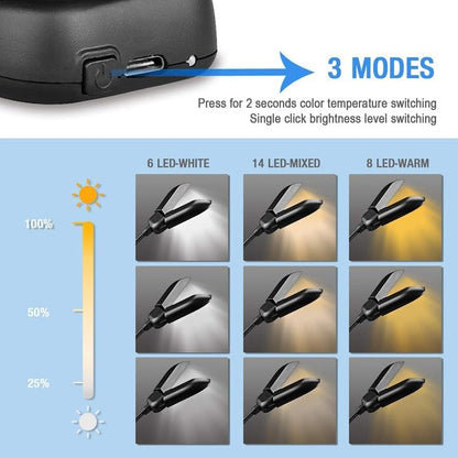 Vekkia 14 LED Rechargeable Book Light for Reading at Night