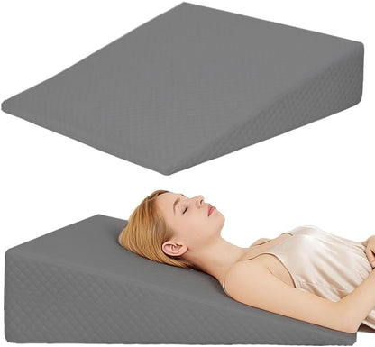 VADSBO Wedge Pillow, Bed Wedge Pillows for Sleeping, Snoring, Back Support, After Surgery, Foam Triangle Pillow, Removable Washable Cover (Gray, 5in)