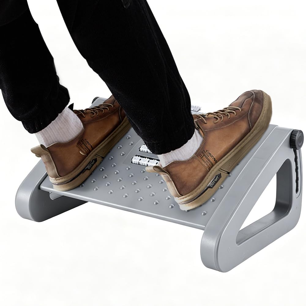 CasaZenith Foot Rest, Six Heights Adjustable Foot Rest for Under Desk at Work, Ergonomic Foots Stool for Under Office Desks, Under Desk Footrest with Foot Massage Roller, Chair Footrest for Leg Rests