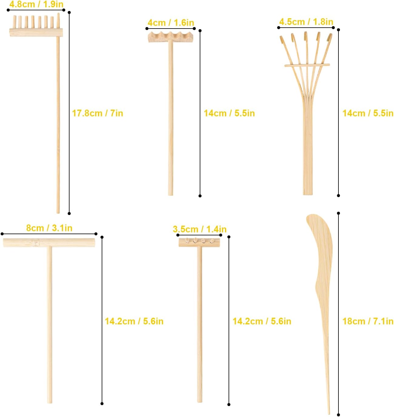 24 PCS Mini Zen Garden Rake Tools, Zen Garden Accessories, Zen Garden Tools Bulk Zen Garden Bamboo Sand Rake Set for Home, Office Decor and Meditation Tools