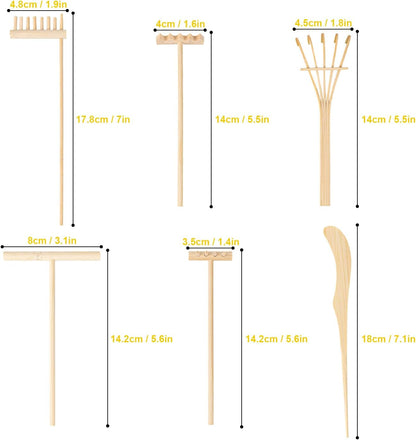 24 PCS Mini Zen Garden Rake Tools, Zen Garden Accessories, Zen Garden Tools Bulk Zen Garden Bamboo Sand Rake Set for Home, Office Decor and Meditation Tools