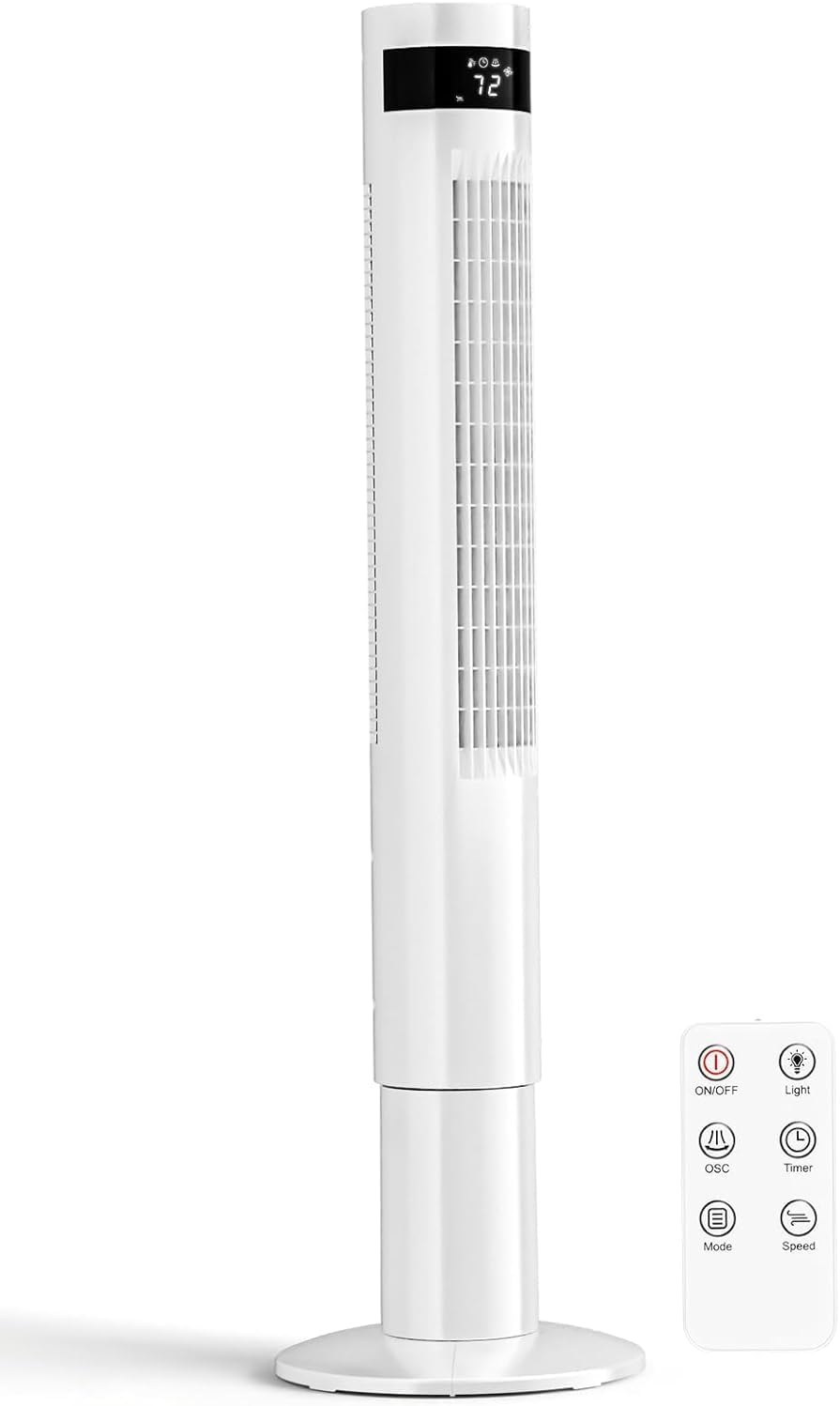 Antarctic Star Tower Fan 85°Oscillating Fan Quiet Cooling 12H Timer Remote Control Bladeless Electric 3 Speeds Wind 3 Modes, 42INCH, PINK