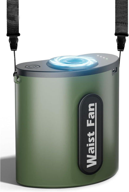 Portable Waist Fan 10000mAh, Up to 45H Runtime,18000RPM Strong Air, Rechargeable Wearable Fan, 4-Speed Hands-Free Belt Fan, Clip-On Shirt Fan for Outdoor Work, Jobsite, Travel, Camping, Gift
