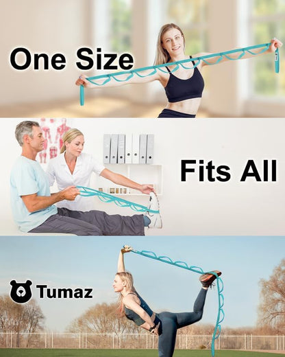 Tumaz Stretching Strap - 10 Loops & Non-Elastic Yoga Strap - Perfect Home Workout Stretch Strap for Physical Therapy, Yoga, Pilates, Flexibility