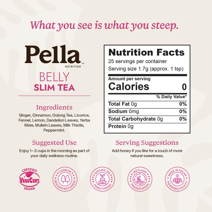 Pella Nutrition Belly Slim Caffeinated Loose Leaf Tea - 25 Servings