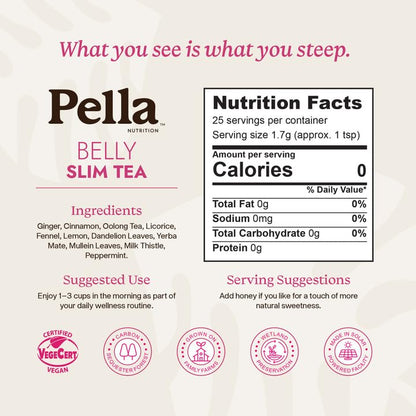 Pella Nutrition Belly Slim Caffeinated Loose Leaf Tea - 25 Servings