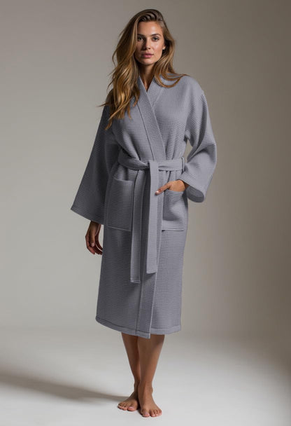Turquaz Womens Lightweight Waffle Kimono Bathrobe for Men - Soft Quick-Dry Spa & Summer Towel Robe, Cotton Blend