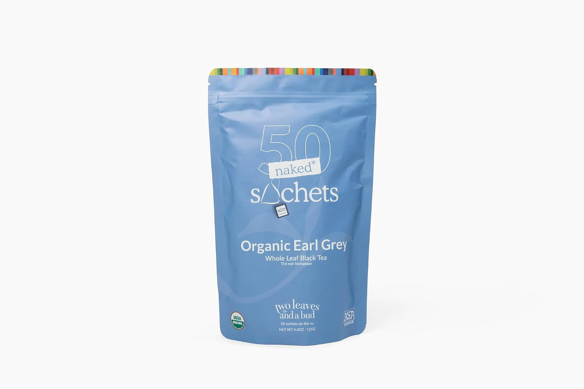 Two Leaves and a Bud Organic Earl Grey Naked Tea Sachets, 50 Ct (Pack of 1)