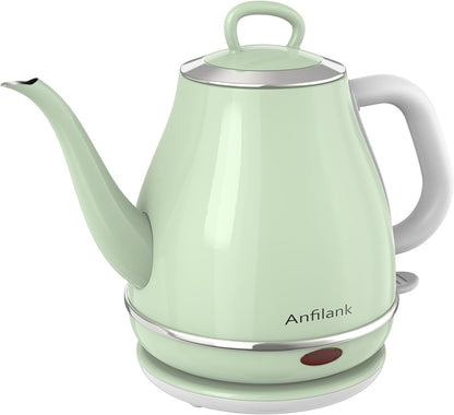 Anfilank Electric Gooseneck Kettle, 1L 1500WFast Boil, 100% Stainless Steel BPA Free Pour-Over Coffee & Tea Kettle,Water Boiler with Auto Shut & Boil-Dry Protectio,Green