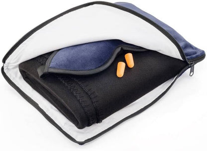 Lewis N. Clark Ultimate Comfort Set + Portable Travel Kit for Airplane, Includes Inflatable Pillow + Zippered Carrying Case, Cozy Fleece Blanket, Eye Mask for Sleeping & Foam Ear Plugs, Black
