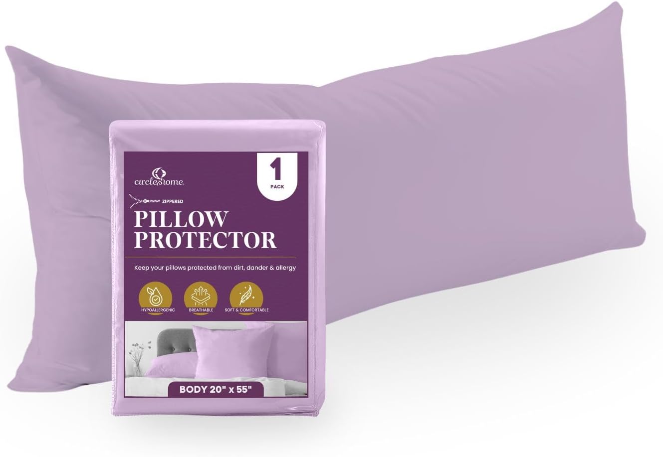 CirclesHome Pillow Protectors 4 Pack Standard Zippered - 100% Cotton Breathable Pillowcases - Protects Pillows from Dirt, Dust and Debri (Standard - Set of 4 - 20x26)