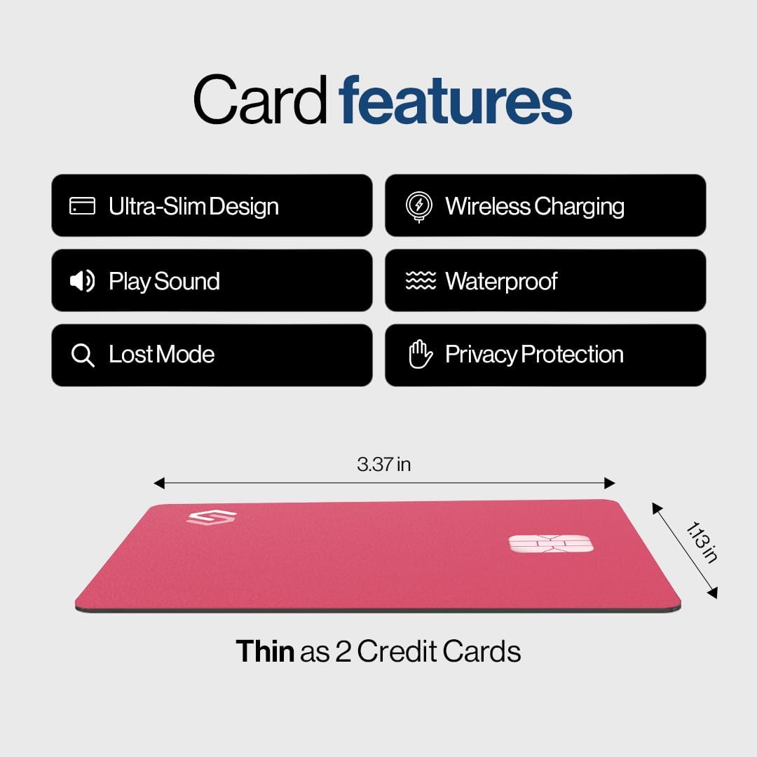 SPOTMINDERS Apple MFi Certified Wallet Tracker PRO Works with Apple Find My IP68 Rechargeable Tracking Card for Wallet Luggage Passport 0.07in Slim Credit Card Design Item Finder