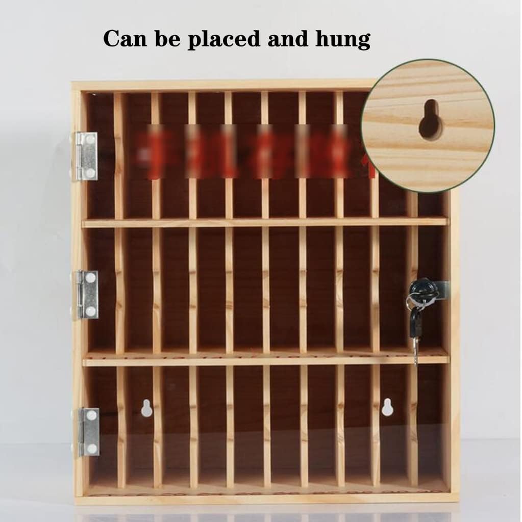 Wooden Mobile Phone Charging Station with Lock Wall Mounted Organizer for 30 Devices Perfect for Schools and Offices Smart Phone Management Solution (Wood 30 bits)
