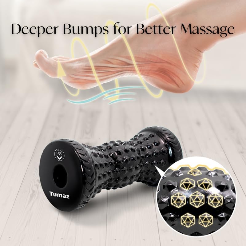 Tumaz Foot Roller for Plantar Fasciitis Relief，Foot Massage Roller for Alleviate Planter Fasciitis Pain,Arch Pain,Trigger Points & Deep Tissue, Portable - Reflexology Tool,Black