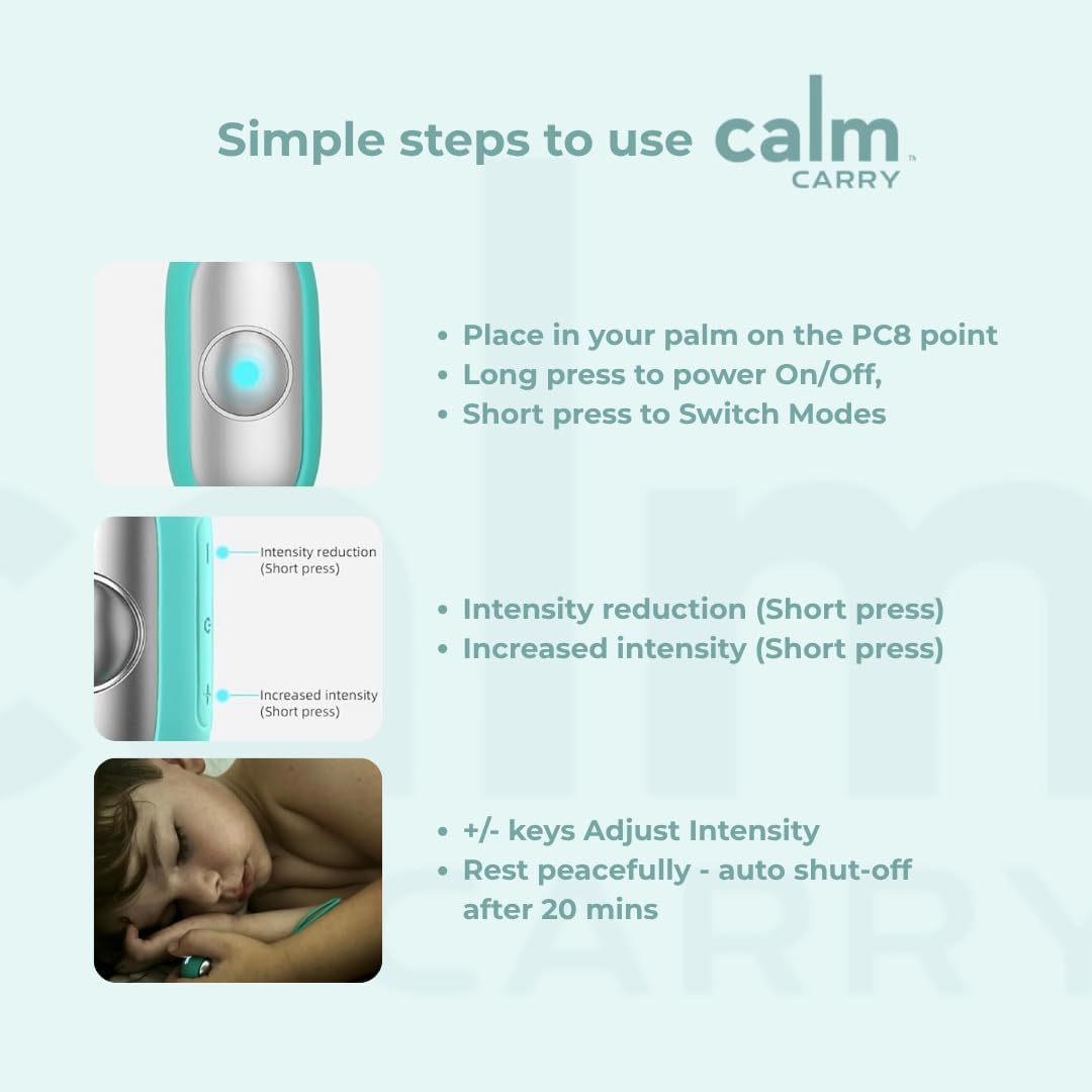 Glowco CalmCarry Sleep Aid Device – Handheld Microcurrent Relaxation Tool, Supports Calm, Focus & Gentle Relief, USB Rechargeable, Portable Wellness Device for Adults & Kids | Gray Calm Carry