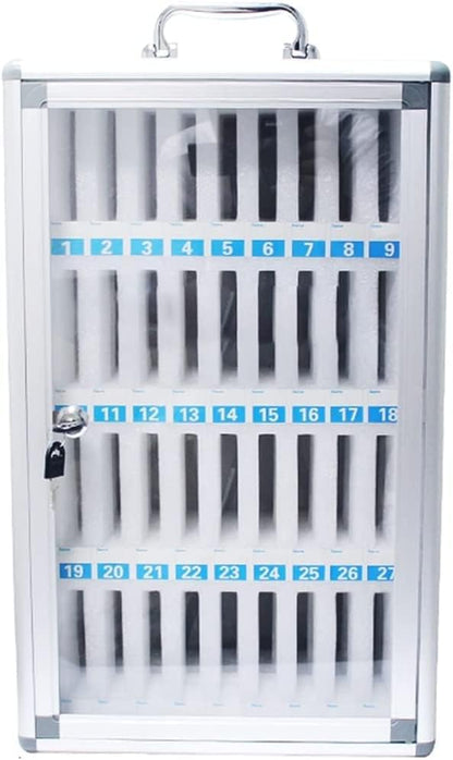 Large Capacity Wall Mounted Phone Storage Cabinet 48/60 Slots Aluminum Alloy with Handle Portable Charging Station for Home & Office Use,12