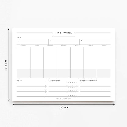 Bliss Collections Weekly Planning Pad, To Do List Notebook - Undated Tear-Off Sheets Notepad - Work Calendar, Organizer, Scheduler for Goals, Tasks - Minimalist, 8.5" x 11", 50 Sheets