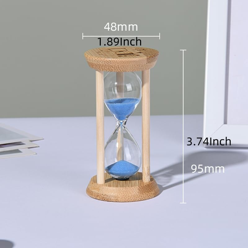 Mini Wooden Sand Timers,100% Bamboo Hourglass Sand Timers 1Min Sandglass Timer for Toothbrush Timer Games Classroom Home Office Cooking(Blue+1Min)