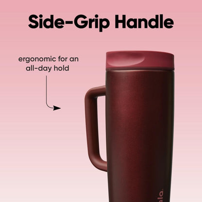 Owala SmoothSip Slider Insulated Stainless Steel Coffee Tumbler, Reusable Iced Coffee Cup, Hot Coffee Travel Mug, BPA Free 12 oz, Pink (Pucker Up)