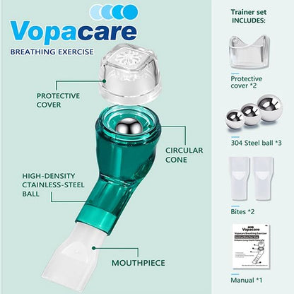 Flutter Valve Breathing Exercise Device for Lungs, Mucus Removal Device, Adjustable Resistance Breathing Trainer, Portable Lung Exerciser for Mucus Clearance