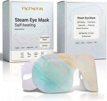 FACEMOON 30 Pack Self-Heating Steam Eye Masks for Dry Eyes: Moist Heat Warm Compress for Stye Fast Relief & Digital Eye Strain, Disposable Heated Eye Mask, No Microwave Needed, Unscented Travel Ready