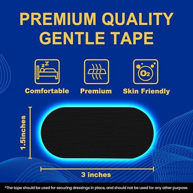 Black Mouth Tape for Sleeping (90 Pack) – Hypoallergenic Cotton Adhesive – Latex-Free, Pain-Free Removal & Gentle on Skin – Premium Quality Strips