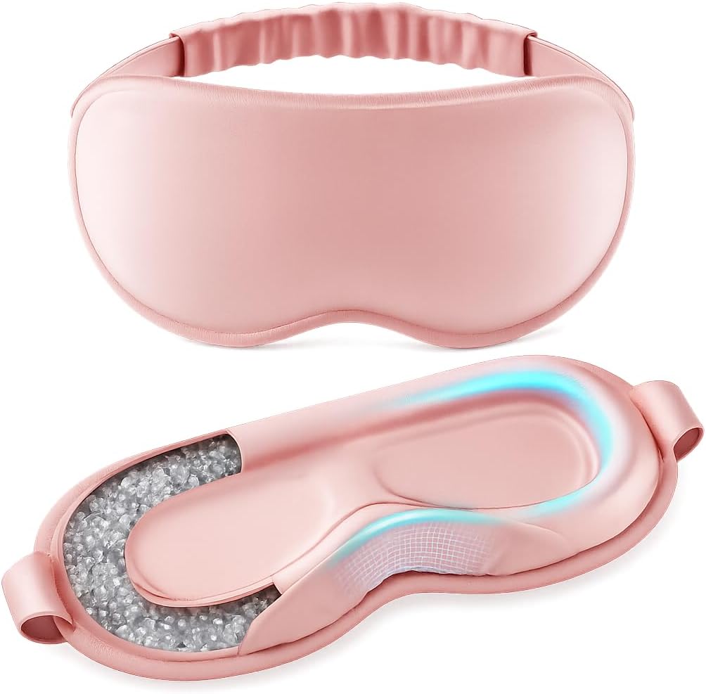 Weighted Eye Mask for Sleeping - Sleep Mask for Women & Men, 3D Contoured Blackout Sleeping Mask for Lash Extensions, Zero Pressure Soft Eye Cover with Adjustable Strap for Travel, Black