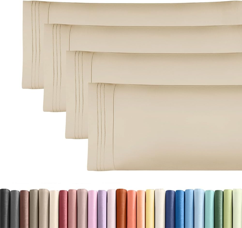 Standard Pillow Cases Set of 10 - Ultra Soft Hotel Quality Pillowcase Covers - Comfy, Cozy & Wrinkle Free - Shrink, Stain and Fade Resistant - Machine Washable Pillow Protectors - 10 Pcs Set - White - Colors A