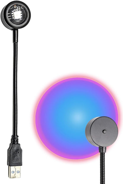 Sunset Projector - USB Charging Lamp with 7 Colors, 360° Rotating LED Light, Button Control, Plug and Play, Mood Lighting | Sunrise Bedroom Night Light for Gathering, Live Streaming, Room