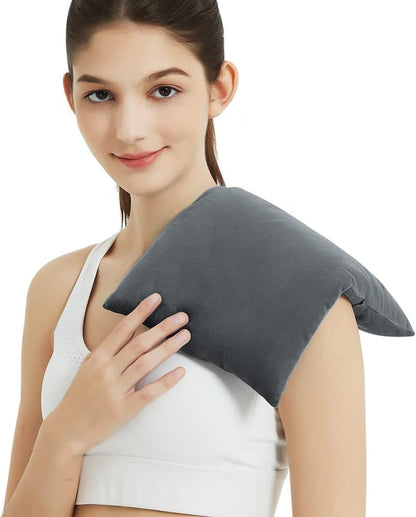 MORLIDEN Microwavable Heated Neck Wrap Warmer and Shoulder Weighted Heating Pad Microwave for Hot and Cold Compress - Dark Gray