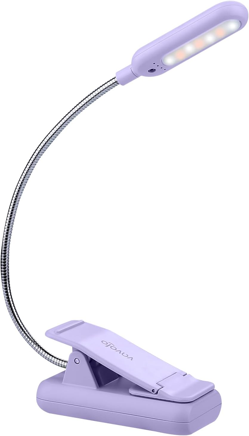 VAVOFO Clip On Book Light for Bed Kids, 7 LED Reading Light with 9-Level Warm Cool White Daylight, Eye Care Lamp with Power Indicator for Bookworms (Blue)