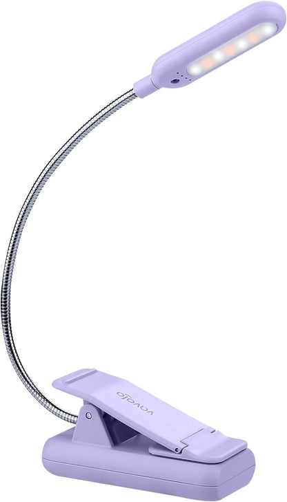 VAVOFO Clip On Book Light for Bed Kids, 7 LED Reading Light with 9-Level Warm Cool White Daylight, Eye Care Lamp with Power Indicator for Bookworms (Blue)