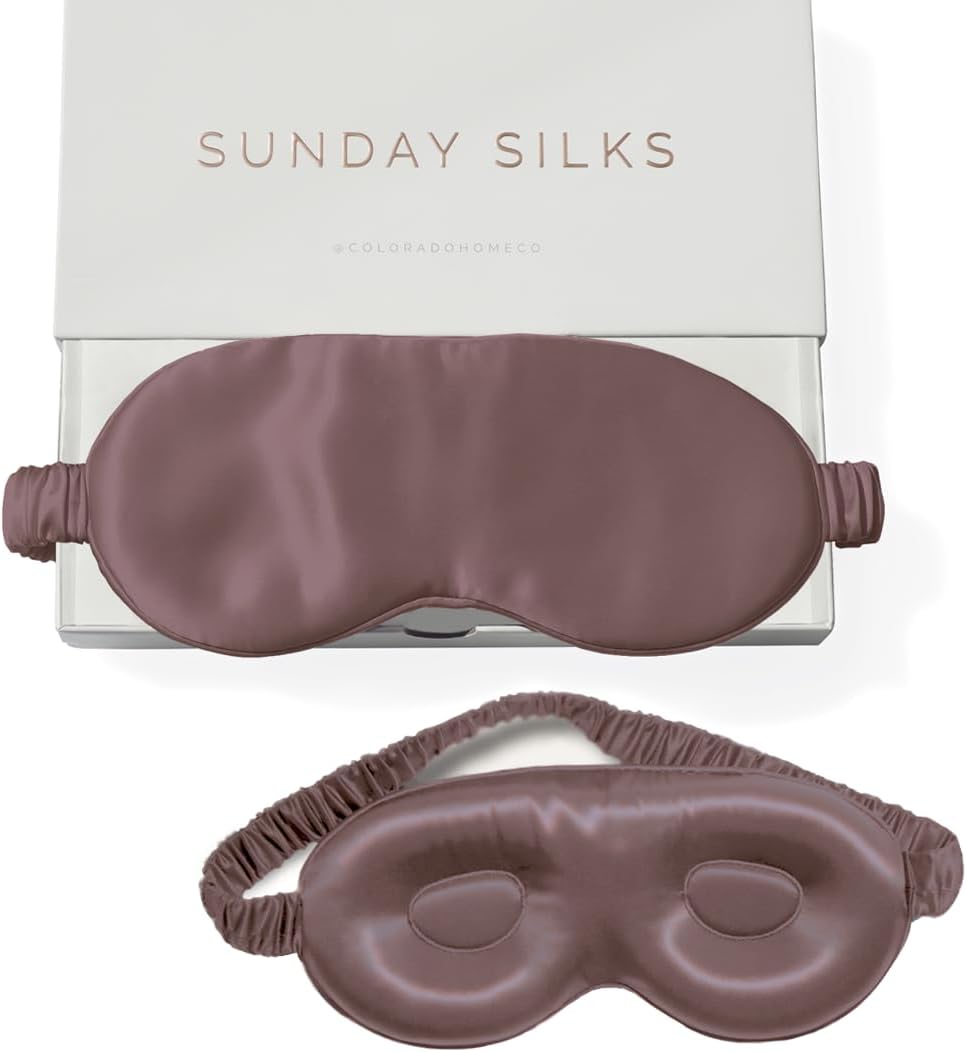 SUNDAYSILKS™ | Adjustable Silk Sleep Mask for Side Sleeper | Cloud-Like Comfort, Weighted for Deep Sleep | Soft Sleep Face Mask for Women & Men, Full Blackout, Cooling Silk Eye Mask for Sleeping